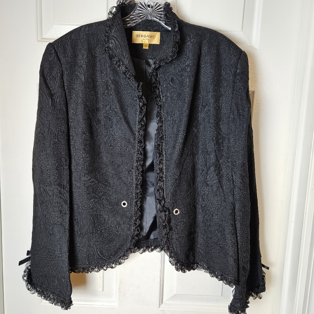 BERGAMO Women Black Elegant Jacket Size Large